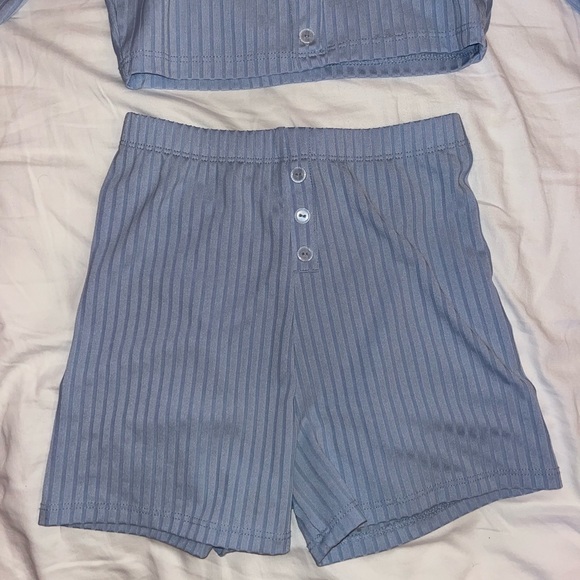 PrettyLittleThing Light Blue Striped Pajama Set - Picture 3 of 4